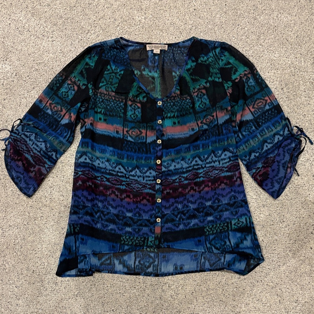 Nine West Vintage Collection Multicolor Patterned Top